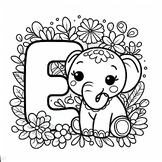 E is for Elephants- Letters and Animals themed coloring page