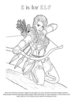 Preview of E is for Elf / Freebie Coloring Page