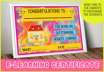 Preview of E-learning certificates ( Outstanding Remote Learner Certificate )