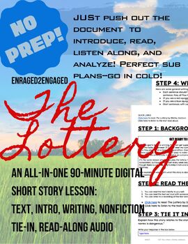Preview of E2E 90-Minute Short Story Lesson Plan "The Lottery"--TURNKEY SUB PLANS!