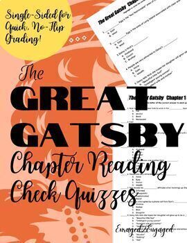 Preview of E2E Great Gatsby Chapter Quizzes SPED ELL Accommodations Audio Read Aloud