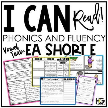 Preview of EA Short E Vowel Team Phonics Games, Passages, Decodable Readers | I Can Read
