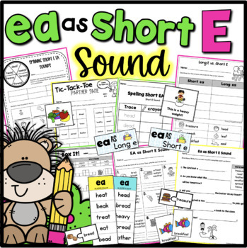 Preview of EA as Short E Sound Worksheets Puzzles Sorting