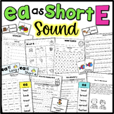 EA as Short E Sound Worksheets Puzzles Sorting