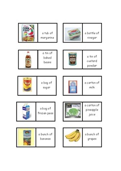 EAL / ESL / EFL/ ELD /ELL Food and Drinks Container and Quantity Game