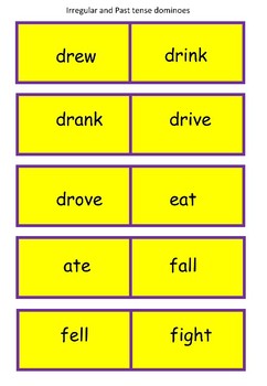 EAL/ESL/ EFL / ELD Irregular verb present and past tense dominoes game