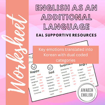 Preview of EAL Support: Key Emotional Vocabulary Translated into Korean