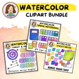 Watercolor Clipart Bundle - Bullyseye Target, Notebook, St