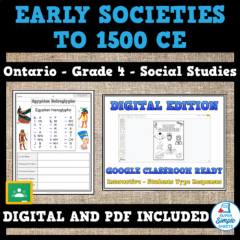 Preview of EARLY SOCIETIES, 3000 BCE–1500 CE - Ontario Social Studies - Grade 4 - UPDATED!