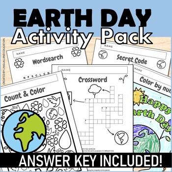 Preview of EARTH DAY 8 ACTIVITIES ESL W  ANSWER KEY I SPY Wordsearch   Crossword