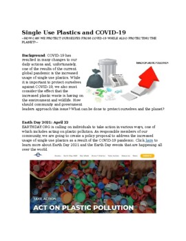 Preview of COVID-19 and Increased Plastic Pollution - GREAT FOR DISTANCE LEARNING!