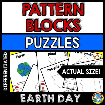 Preview of EARTH DAY MATH ACTIVITY PATTERN BLOCKS PUZZLE MATS APRIL KINDERGARTEN 1ST GRADE