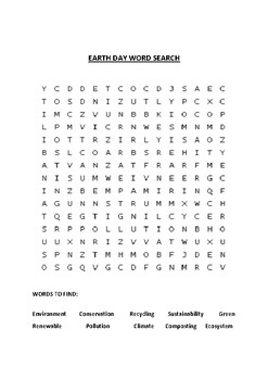Preview of EARTH DAY ACTIVITY - WORD SEARCH