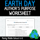 EARTH DAY Author's Purpose Worksheet