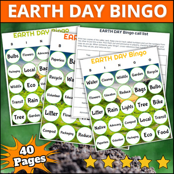 Preview of EARTH DAY BINGO Game ⭐ 40 Different Bingo Cards ⭐ April Activity ⭐ April 22