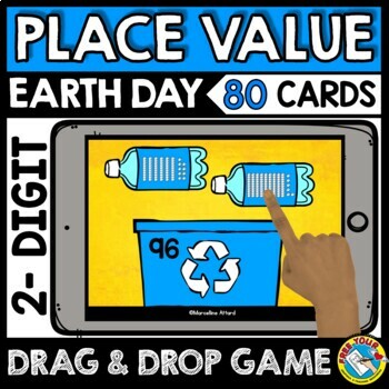 Preview of EARTH DAY BOOM CARDS ACTIVITY 1ST GRADE PLACE VALUE TEN & ONE APRIL DIGITAL GAME
