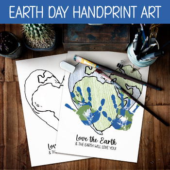 Preview of EARTH DAY COLORING ACTIVITY, DIY HANDPRINT ART, PRE-K & PRESCHOOL CRAFTS