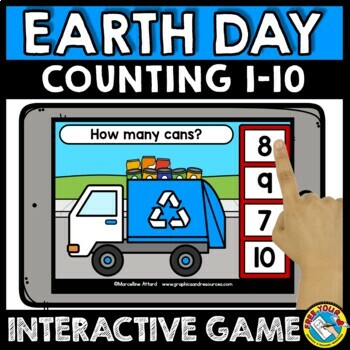 Preview of EARTH DAY COUNTING OBJECTS TO 10 MATH ACTIVITY BOOM CARD APRIL KINDERGARTEN GAME