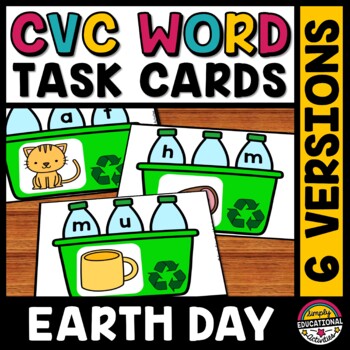 Preview of EARTH DAY CVC WORD SPELLING ACTIVITY CARDS APRIL PHONICS BME LETTER SOUND TASK