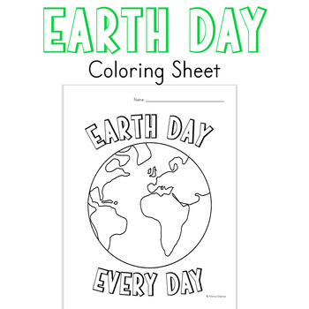 Preview of EARTH DAY Coloring Page FREEBIE Printable Activity Sheet