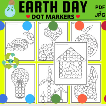 Preview of EARTH DAY Coloring Pages,DOT MARKER Fine Motor Skills, Earth Day Activity