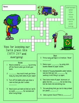Preview of Earth Day Crossword Puzzle and Morning Math Work (UPDATED)