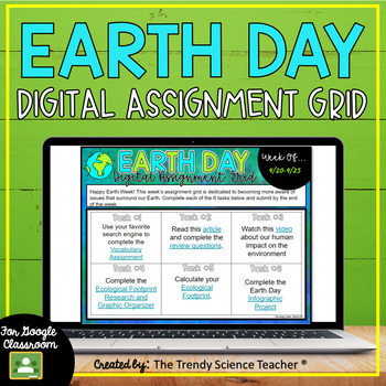 Preview of EARTH DAY- DIGITAL ASSIGNMENT GRID FOR DISTANCE LEARNING