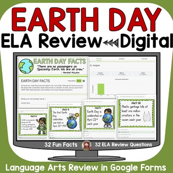 Preview of Earth Day ELA Review Reading Grammar Test Prep Digital