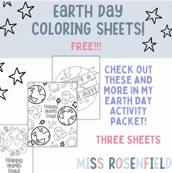 Preview of EARTH DAY! | FREE Coloring Sheet | Three Sheets! | NO PREP