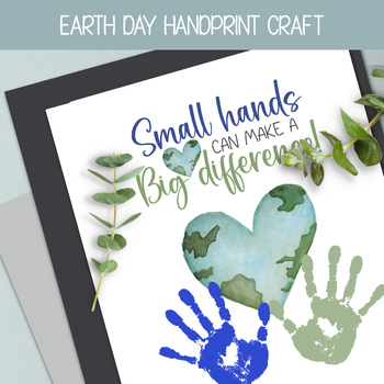 Preview of EARTH DAY HANDPRINT CRAFT, CLASSROOM BULLETIN BOARD ART, GRADE 2 DECOR