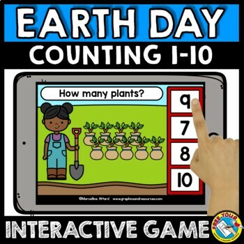 Preview of EARTH DAY MATH BOOM CARDS APRIL ACTIVITY COUNT OBJECTS TO 10 KINDERGARTEN GAME