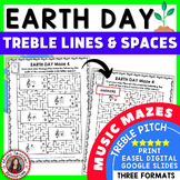 EARTH DAY Music Worksheets - Treble Pitch Maze Puzzles