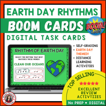 Preview of EARTH DAY Music Rhythm Activities - BOOM Cards™ Digital Task Cards