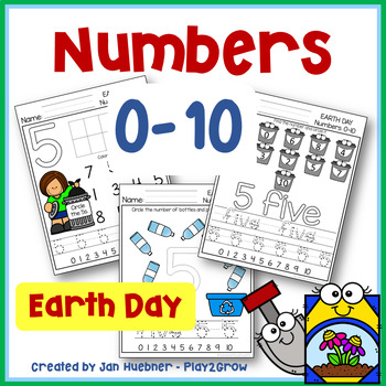 Preview of Numbers 0-10 Worksheets  Identify Numbers|Counting|Ten Frame EARTH DAY