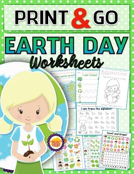 Preview of EARTH DAY PRE-K WORKSHEETS PACKET by: Learner's Hub! Distance Learning from home
