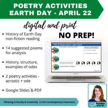 Preview of EARTH DAY or ANYDAY Poetry Activities odes and acrostics