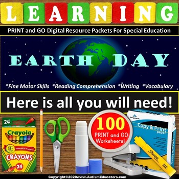 Preview of EARTH DAY Reading Comprehension and Fine Motor Activities