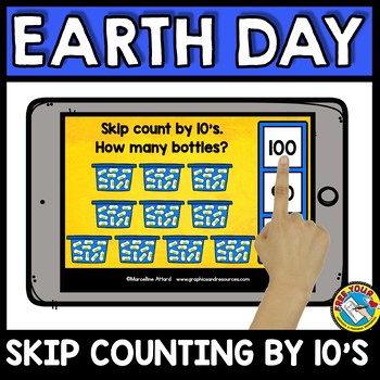 Preview of EARTH DAY SKIP COUNTING BY 10 MATH APRIL ACTIVITY KINDERGARTEN GAME BOOM CARDS