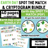 OT EARTH DAY THEMED CRYPTOGRAM WORKSHEETS & SPOT THE MATCH