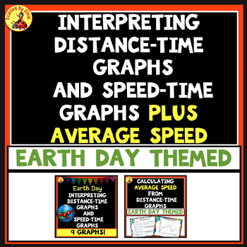 Preview of EARTH DAY Themed- DISTANCE-TIME, SPEED-TIME GRAPHS, AVERAGE SPEED BUNDLE