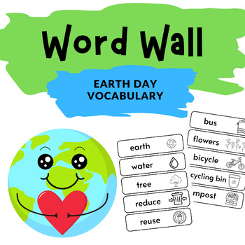 Preview of EARTH DAY Word Wall - Printable Vocabulary Cards for ESL, primary elementary