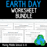 EARTH DAY ELA Worksheet BUNDLE (5 worksheets)