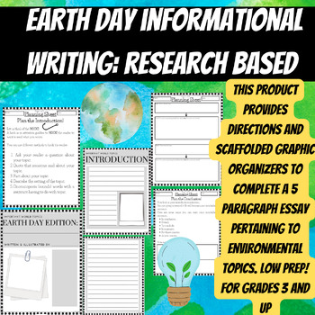 Preview of EARTH DAY Writing: 5 paragraph with graphic organizers