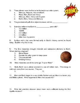 Earth Is Born Discover Earth S Origins In The Comprehensive Lesson Packet