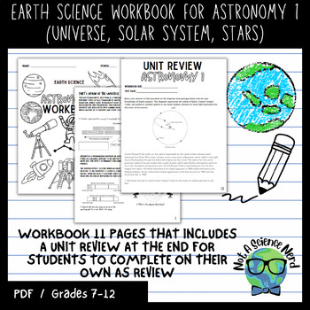 Preview of EARTH SCIENCE: ASTRONOMY 1 WORKBOOK (UNIVERSE, SOLAR SYSTEM, STARS)