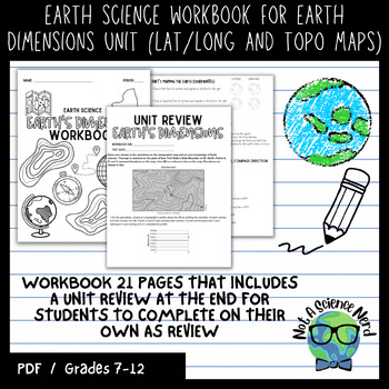 Preview of EARTH SCIENCE: EARTH DIMENSIONS WORKBOOK (LAT/LONG, TOPO MAPS)