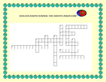 Preview of EARTH SCIENCE/ GEOLOGY: CROSSWORD PUZZLE : EARTH'S INNER CORE