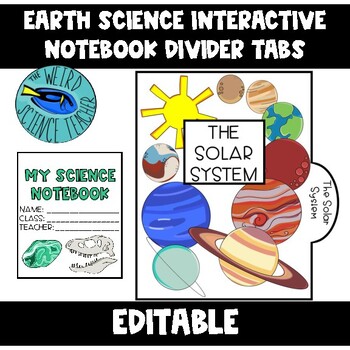 Preview of EARTH AND SPACE SCIENCE FULLY EDITABLE INTERACTIVE NOTEBOOK DIVIDER TABS