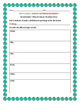 Preview of EARTH SCIENCE: PEDOLOGY: LEARNING ABOUT THE TYPES OF SOIL & THE ROCK CYCLE