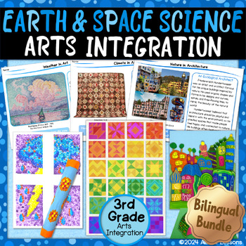 Preview of EARTH & SPACE SCIENCE ARTS INTEGRATION Bilingual Bundle–Science in Art Projects